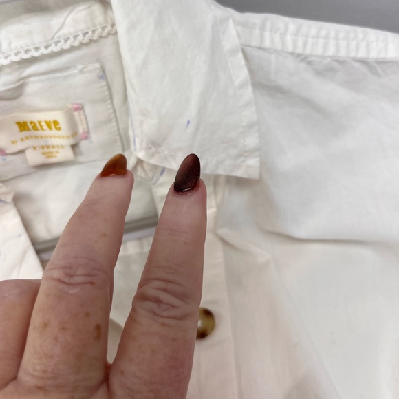Anthropologie Maeve Henley Popover Shirt in white cotton poplin - Picture 11 of 12
